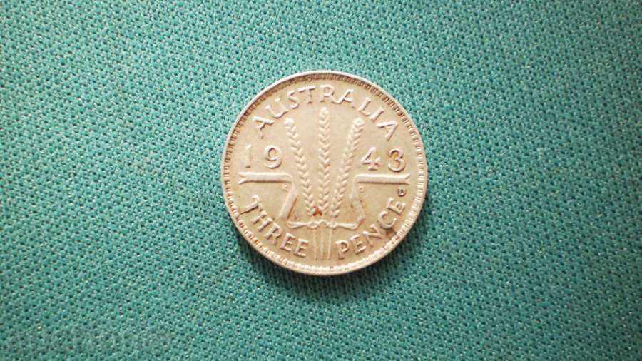 Auction Silver Coin Great Britain 3 Pence 1943 Australia Auction Silver Coin Great Britain 3 Pence 1943 Australia