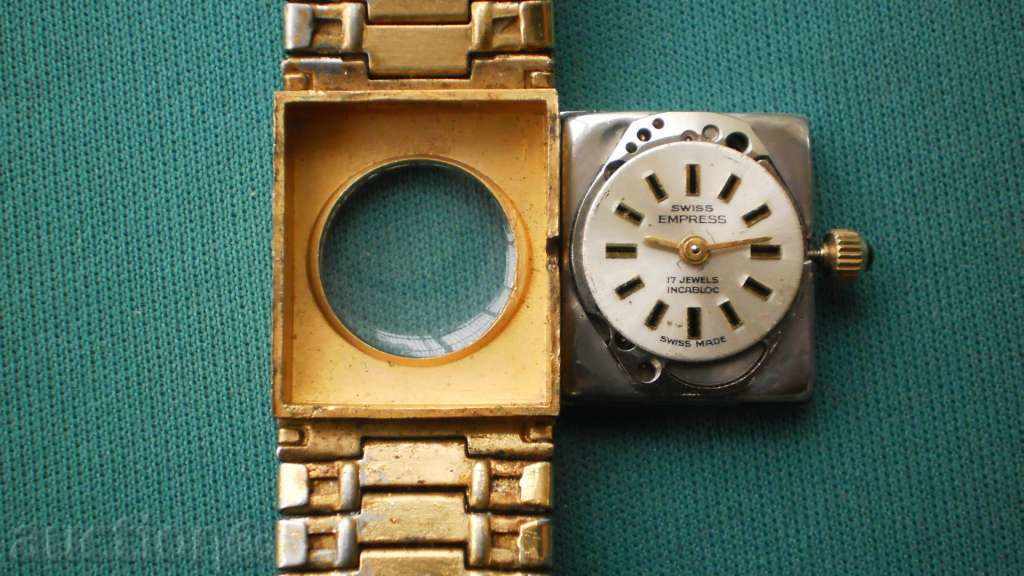 19.Clock! SWISS EMPRES! ORIGINAL-COMPLETE GOLD - WORKS - 5