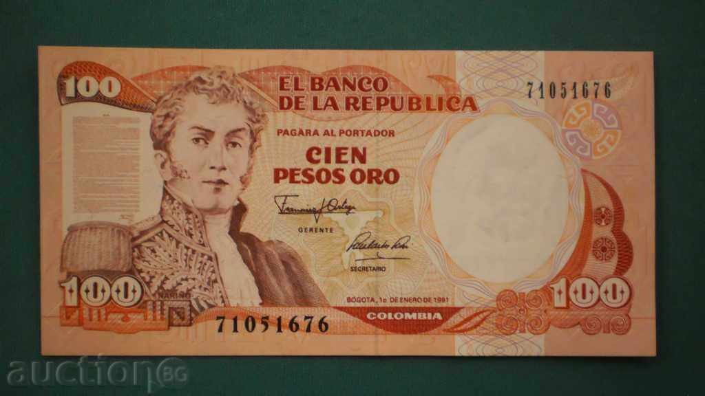 !! 43! 100 PESO 1991 COLOMBIA