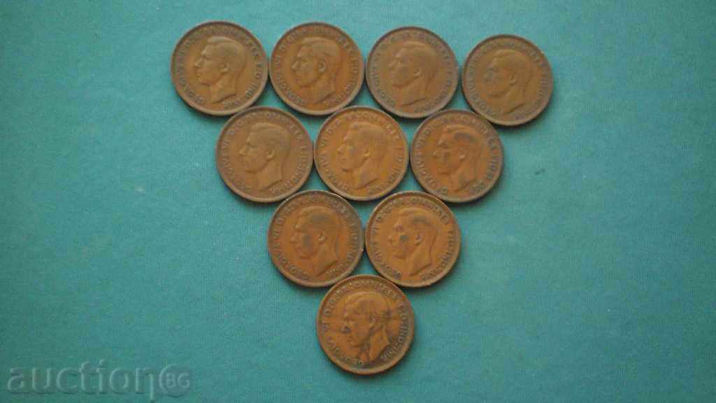 LOT-LOT -10 PCS Penny 1937-1949 ΑΓΓΛΙΑ με τιμή € 7.67 | 15.00 BGN