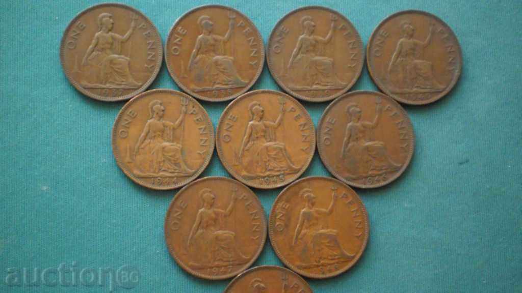 Δημοπρασία LOT-LOT -10 PCS Penny 1937-1949 ΑΓΓΛΙΑ