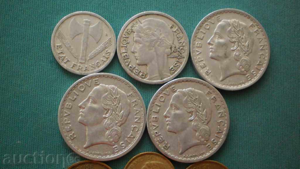 Livrarea LOT-LOT - 8 buc franci 1943-1952 FRANTA Livrarea LOT-LOT - 8 buc franci 1943-1952 FRANTA