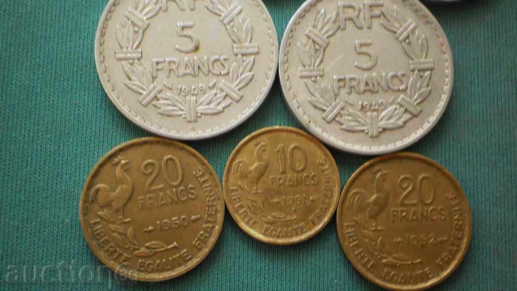 LOT-LOT - 8 buc franci 1943-1952 FRANTA - 5 LOT-LOT - 8 buc franci 1943-1952 FRANTA - 5