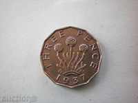 3 pence 1937 Marea Britanie