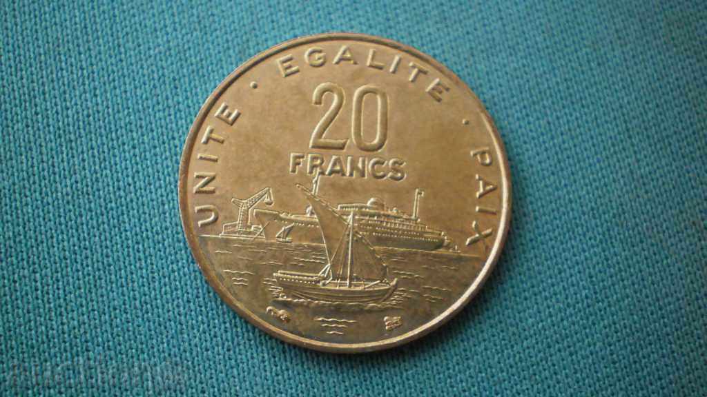 КОРАБИ   20   FRANCS  1996   DJIBOUTI  UNC