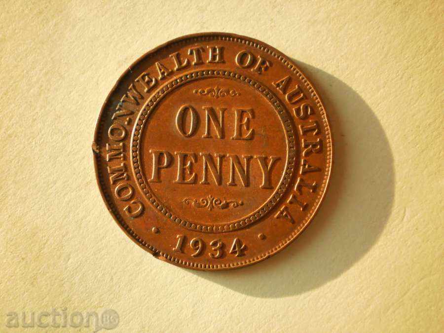 Copper Coin 1 Penny 1934 Australia