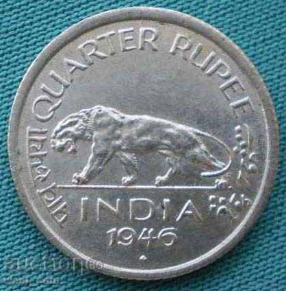 ¼ rupie moneda 1946 India Britanică