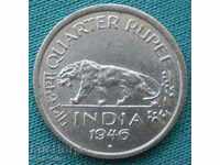 ¼ rupie moneda 1946 India Britanică