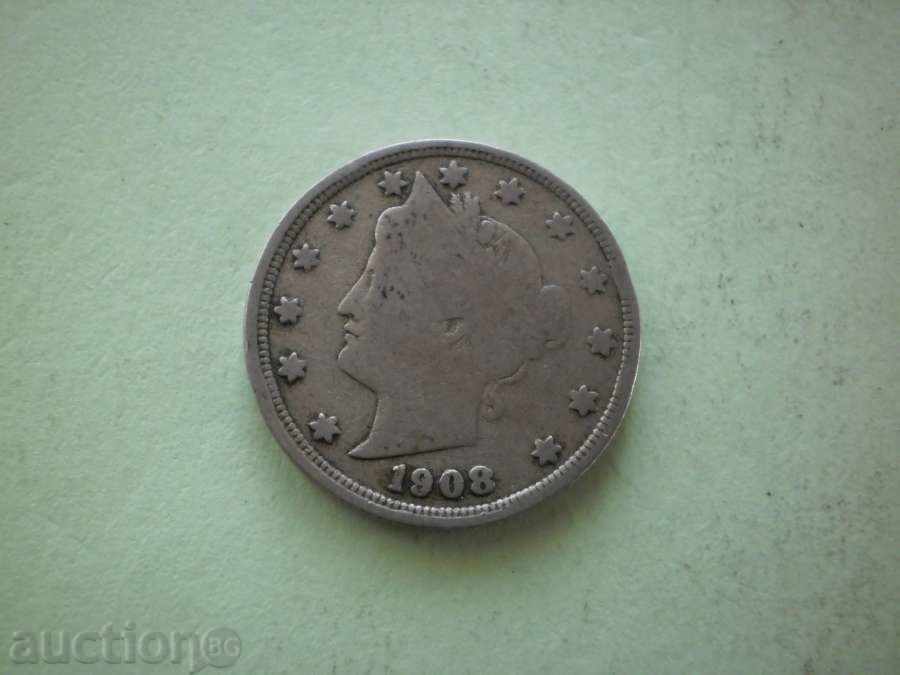 5 cents 1908 US