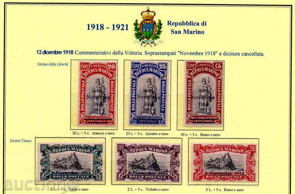 1918. San Marino. Remembrance. Overprinting.