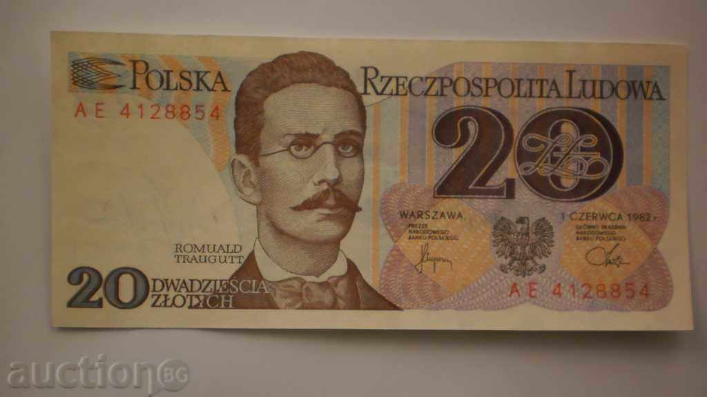 Rareori bancnotei de 20 de miliarde PLN 1982 POLONIA