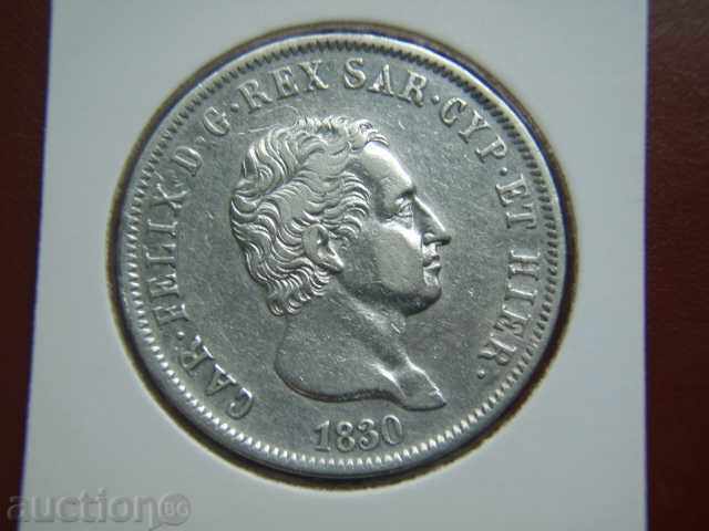 5 Lire 1830 Italian States / Sardinia (Sardinia/Italy) - XF with price 255.49 BGN | € 130.63