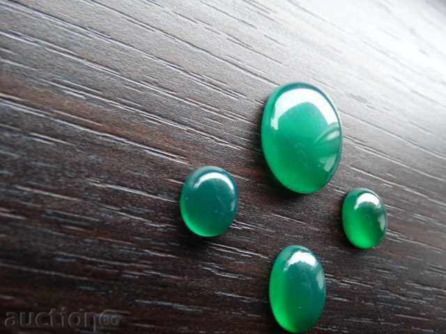 Auction natural chalcedon - 4 oval caps set - set Auction natural chalcedon - 4 oval caps set - set