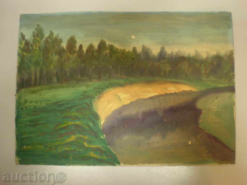 oil painting, cardboard,
