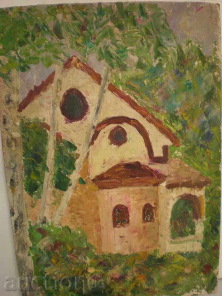 pictură, ulei pe carton - B. Krastev - 79 de ani.