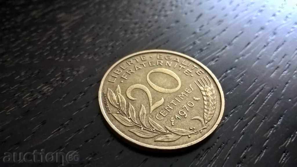 Монета - Франция - 20 сентима | 1970г.