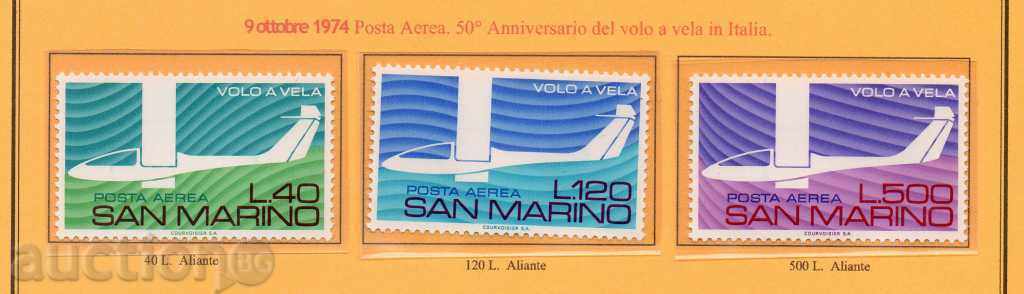 1974. Сан Марино. 50 г. от първия полет с хидроплан.