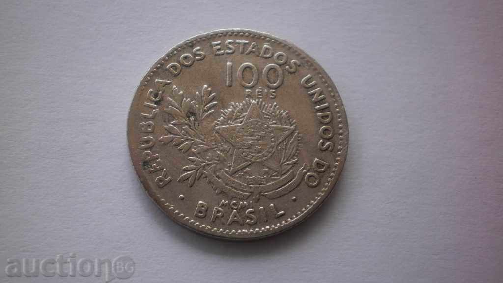 Brazil 100 Rye 1900 Rare Coin
