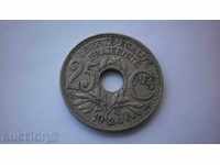 Франция 25 Центимe 1924 Рядка Монета