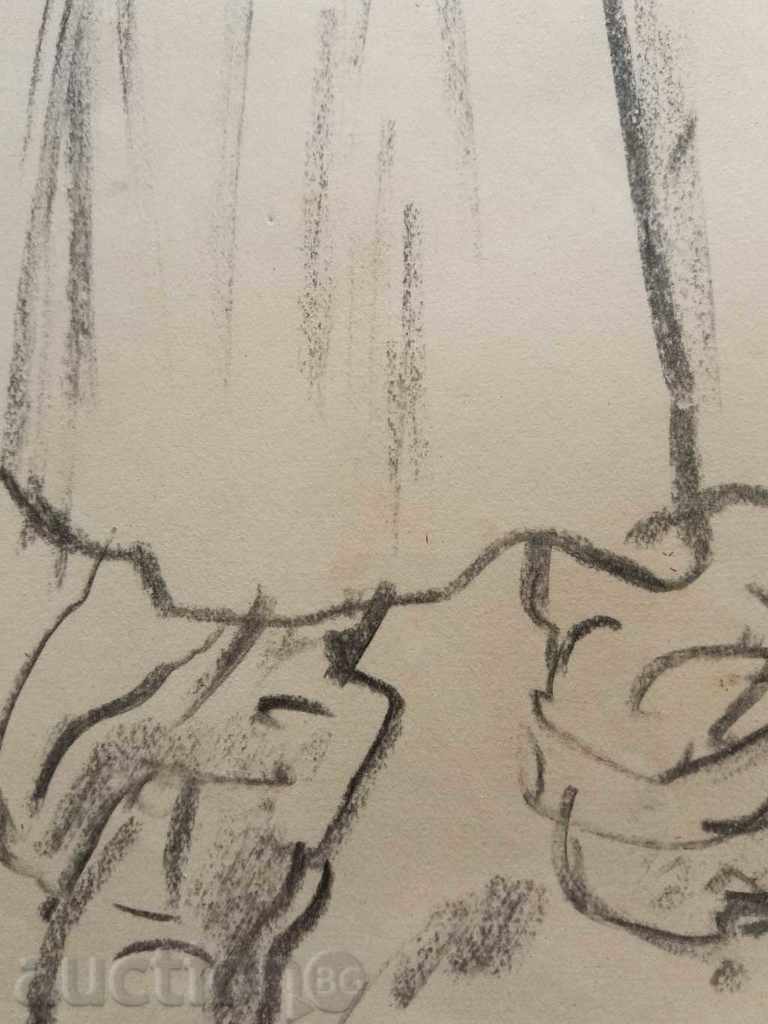 Unrecognized author Partizanin pencil signed 1945/51/38 cm with price 50.00 BGN | € 25.56 Unrecognized author Partizanin pencil signed 1945/51/38 cm with price 50.00 BGN | € 25.56