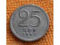 1943 G.- 25 öre, Suedia, argint