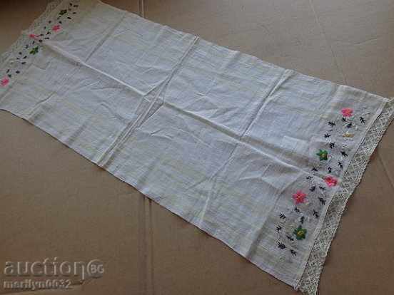 Auction An embroidered canary cloth with lace, chees, canvas, pine Auction An embroidered canary cloth with lace, chees, canvas, pine