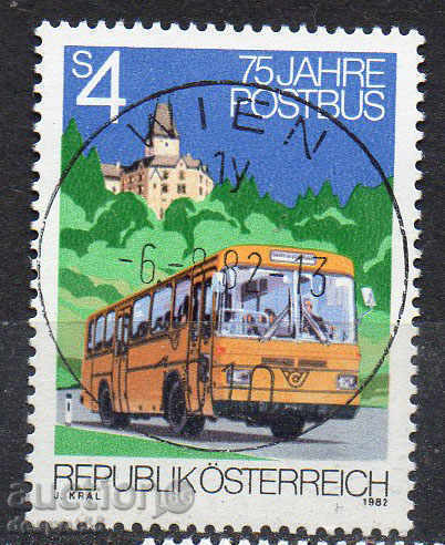 1982. Austria. 75 years since the launch of postal buses.