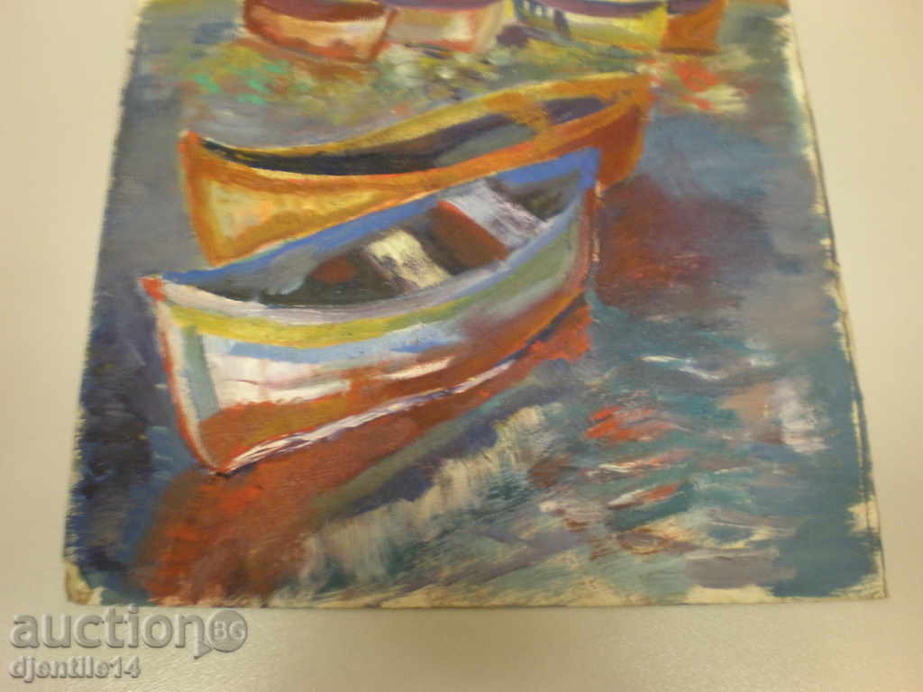 Auction  Oil painting on cardboard.