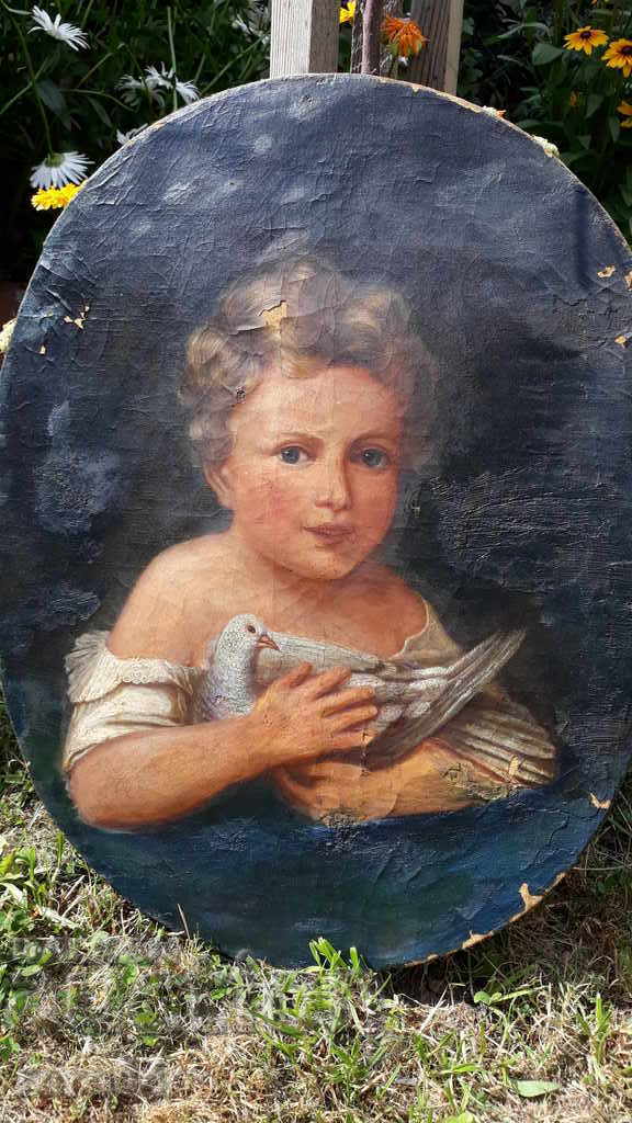 Delivery of CHILD WITH A PIGEON - OLD PICTURE