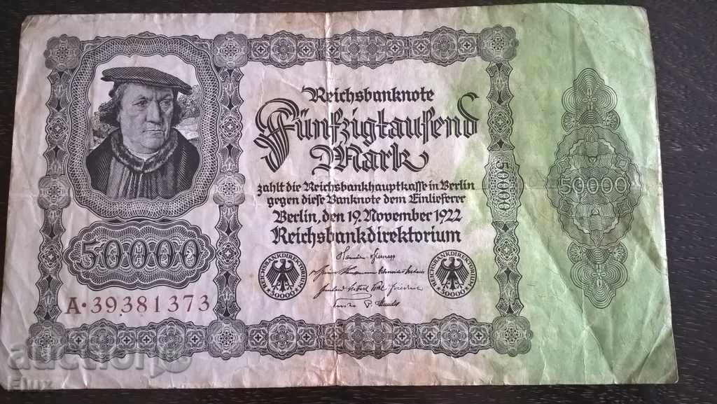 Bancnotă - Germania - 50.000 de mărci 1922