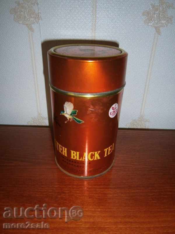 METAL BOX DE CEAI NEGRU - EXCELENTE 13,2 cm CILINDRU inaltime