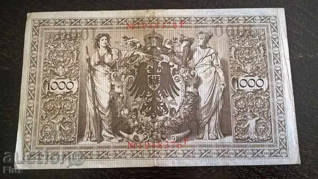 Delivery of Reich banknote - Germany - 1000 marks | 1910. Delivery of Reich banknote - Germany - 1000 marks | 1910.