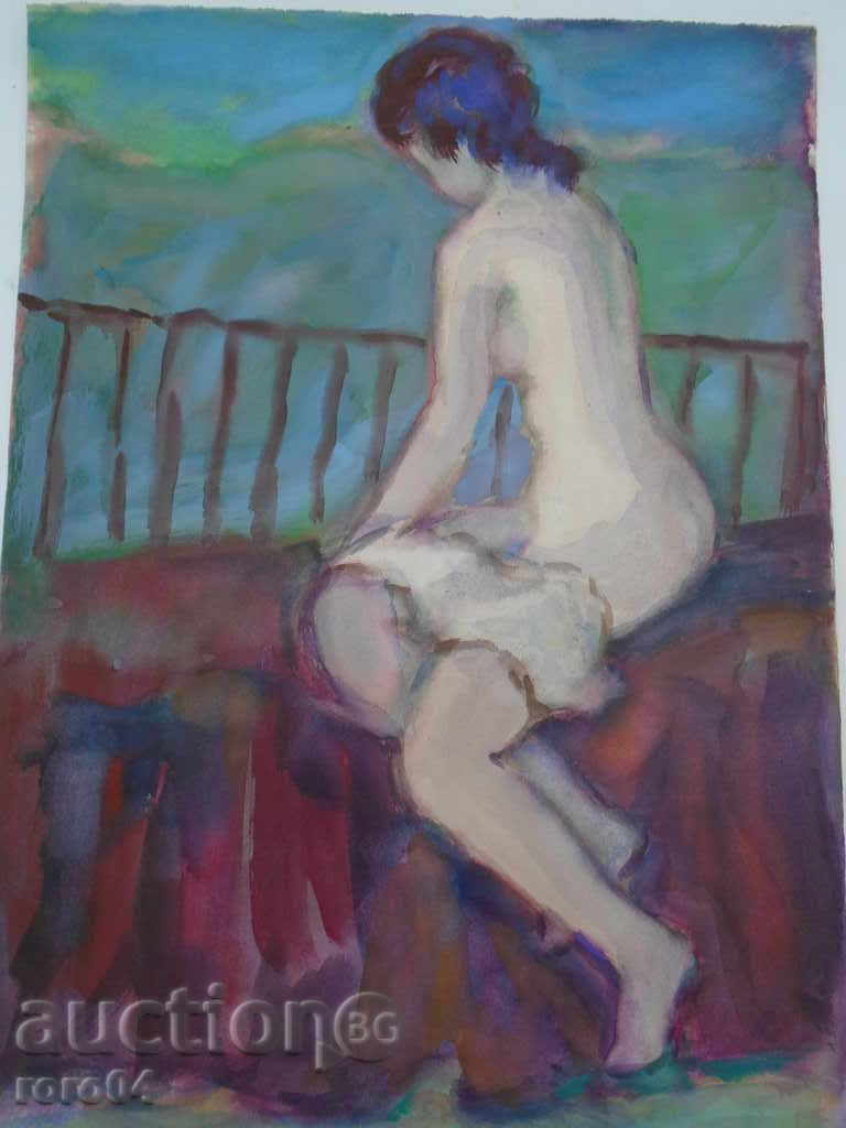 Georgi Kirov "Femeie Nud" Akvarel