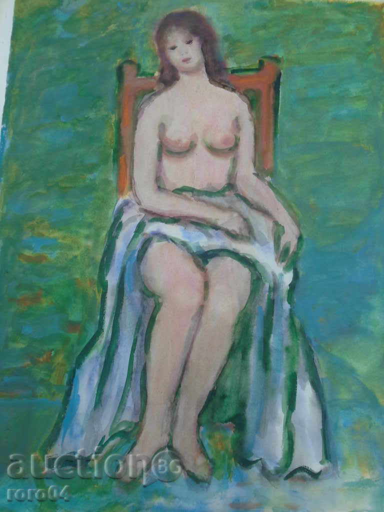 Georgi Kirov "Femeie Nud" Akvarel - 6