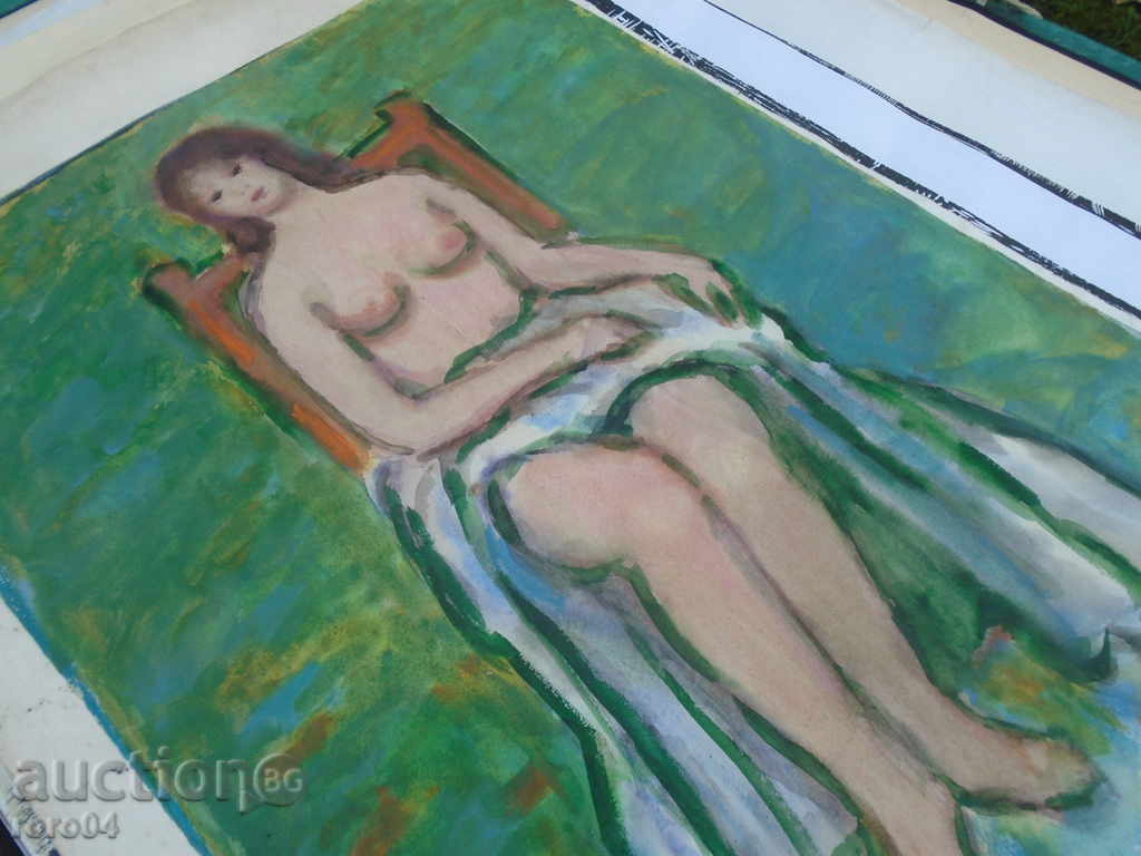 Georgi Kirov "Femeie Nud" Akvarel - 7