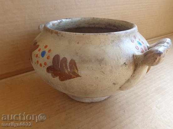 Стара глечосана купа паница, керамика редкаж с цена 69.00 лв. | € 35.28 Стара глечосана купа паница, керамика редкаж с цена 69.00 лв. | € 35.28