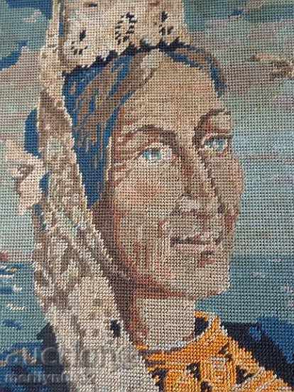 Vechi tapiserie portret broderie încadrată pictură murală - 7 Vechi tapiserie portret broderie încadrată pictură murală - 7