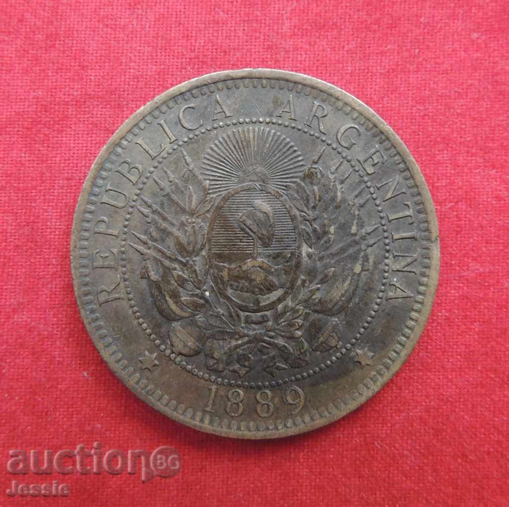 2 centavos 1889 Argentina FOR COLLECTION : RARE!