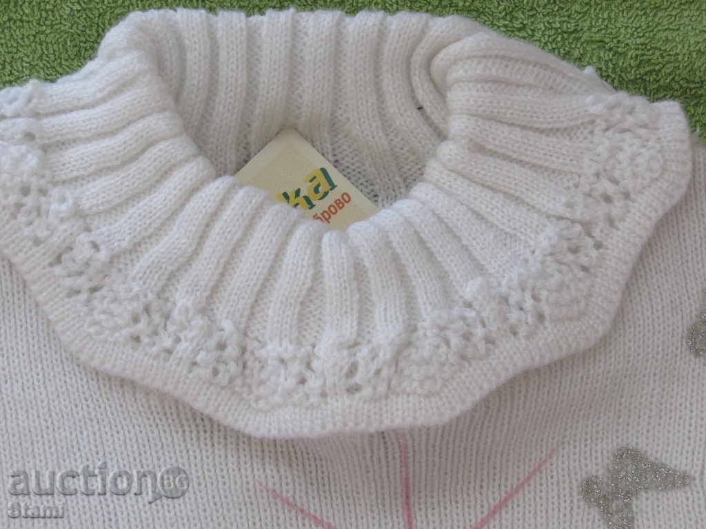 White machine knitted blouse for girl, height 98/104, new - 7 White machine knitted blouse for girl, height 98/104, new - 7