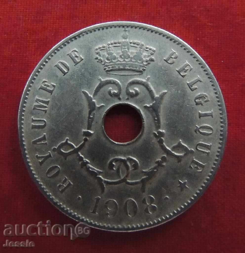 25 centimes 1908 Belgium with price € 0.99 | 1.94 BGN