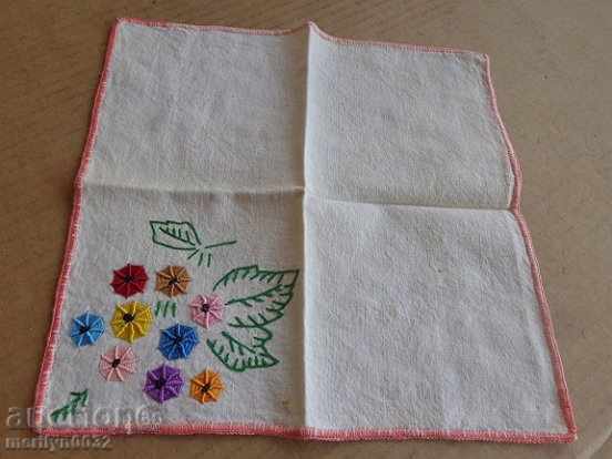 An old embroidered handkerchief, a handkerchief, a box