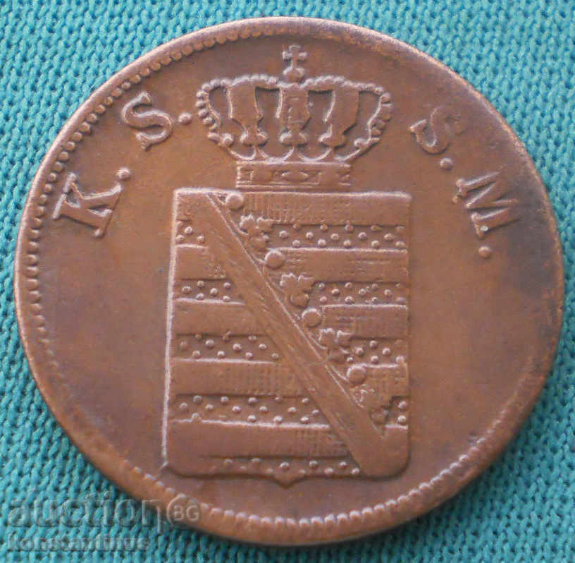 Saxony-Alberta Germany 2 Pennig 1855 F Rare Coin