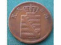 Saxonia-Albertine Germania 2 Pfennig 1855 F Coin Rare