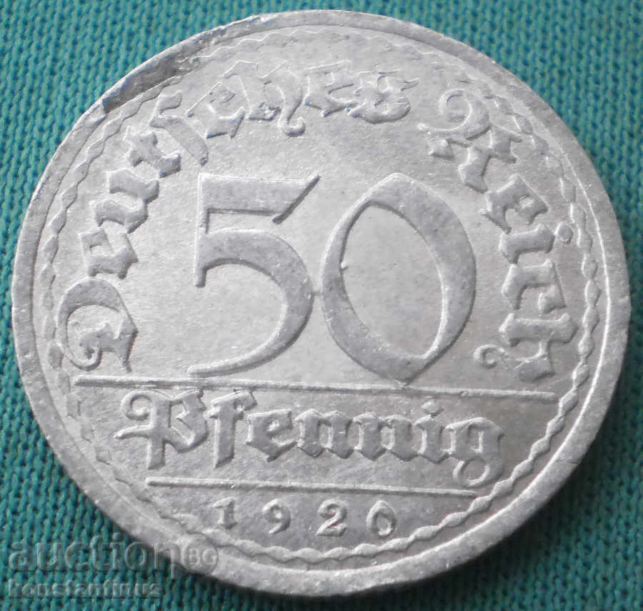 Germania Reich 50 Pfennig 1920 UNC scrisori rare cu preț € 6.14 | 12.01 BGN