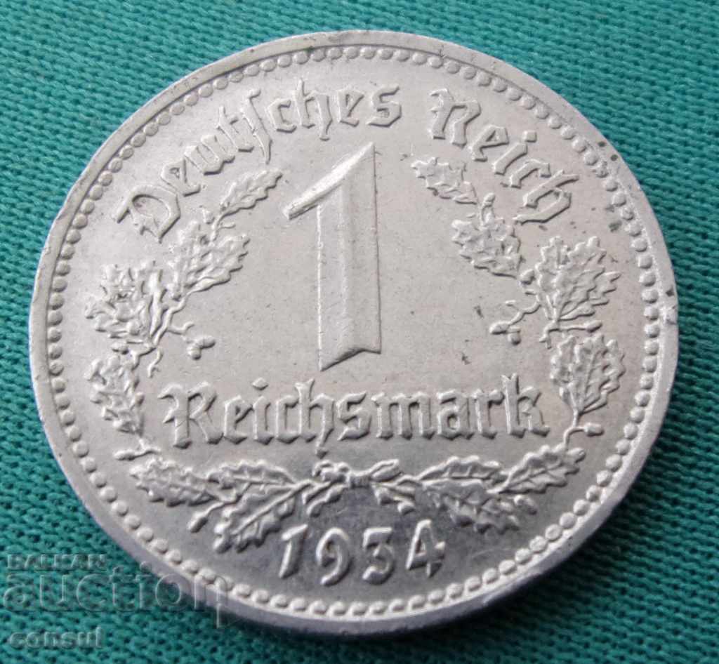 Германия  III Райх  1  Марк  1934 D Rare