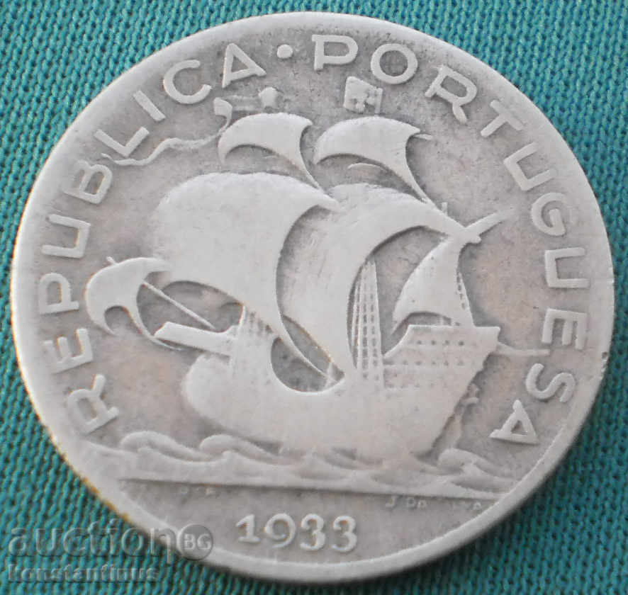 Португалия 5 Ескудо 1933 Сребро Rare