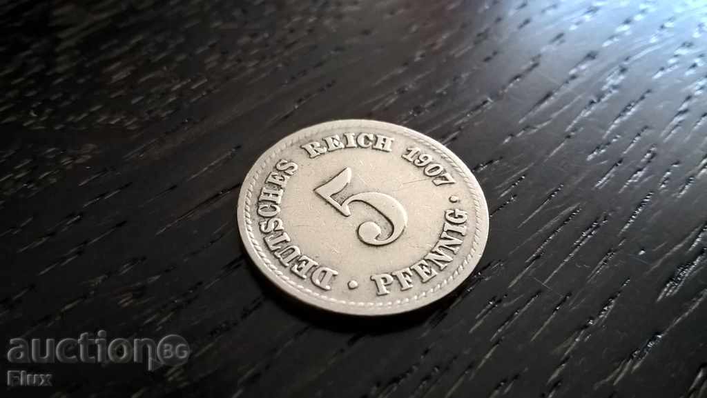 Reich monede - Germania - 5 pfenigi | 1907. seria A