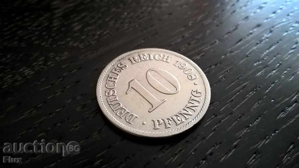 Райх монета - Германия - 10 пфенига | 1908г.; серия A