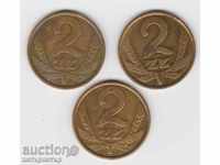 Lot 3 coins 2 zloty 1975 1982 1985
