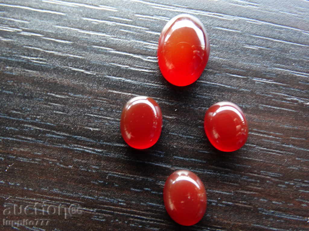 Auction natural chalcedon - 4 oval caps set - set Auction natural chalcedon - 4 oval caps set - set